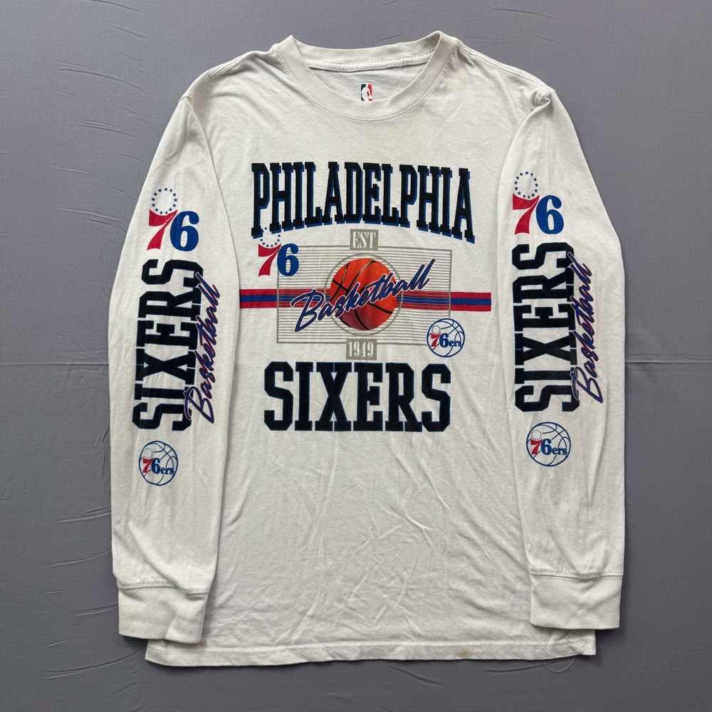 NBA Philadelphia 76ers Long Sleeve T-Shirt White Mens Medium Sixers Basketball